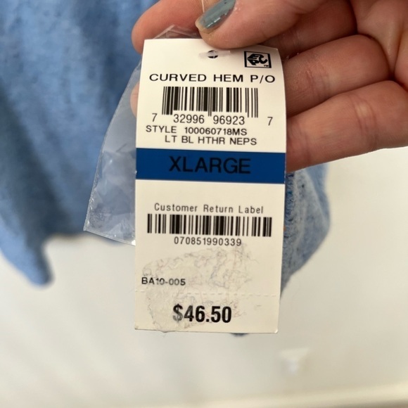 Karen Scott Curved Hem Blue Pullover Sweater XL NWT - Picture 4 of 8